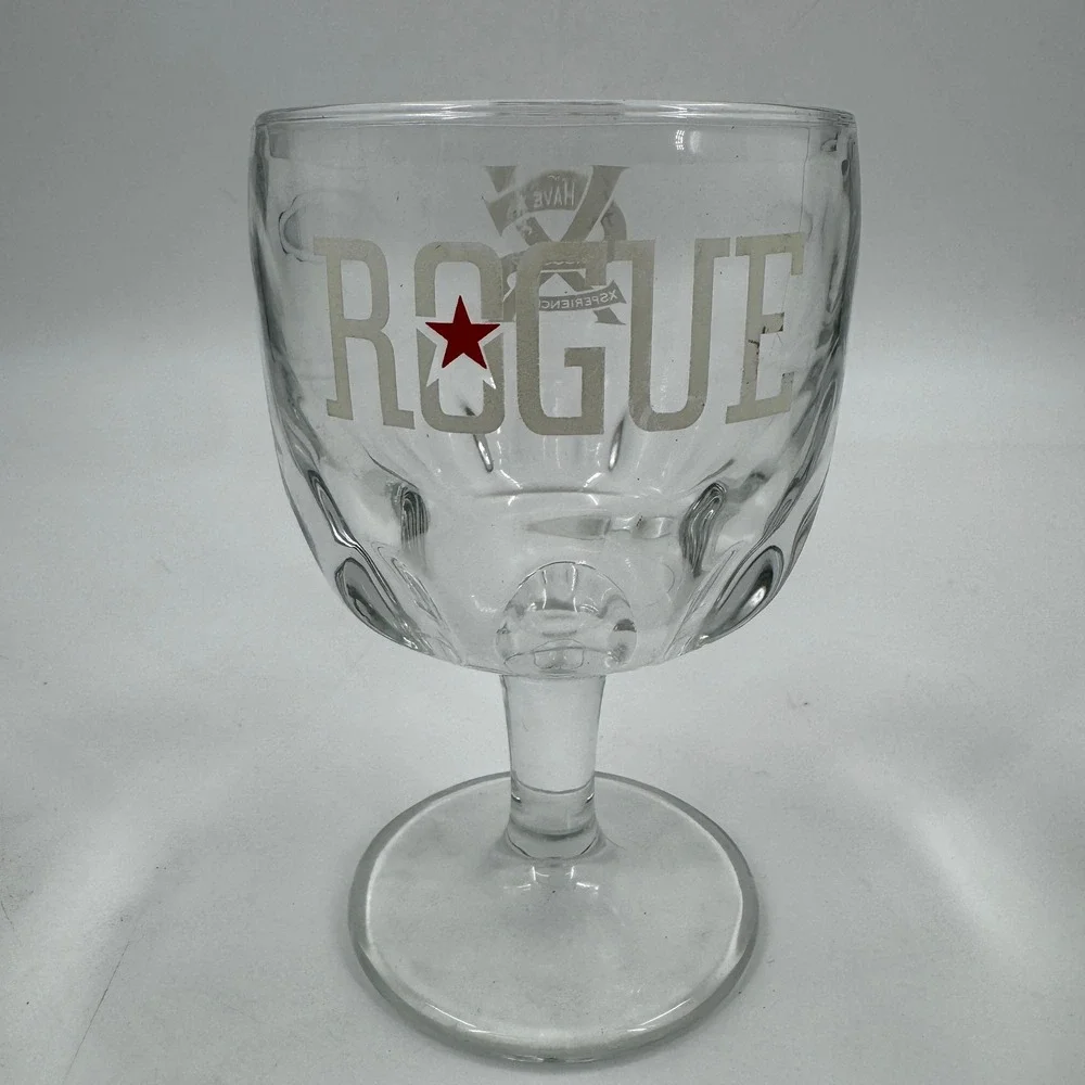 Rogue Ales Brewery Beer Goblet Chalice Clear Glass Red Star Logo‎ 10 oz